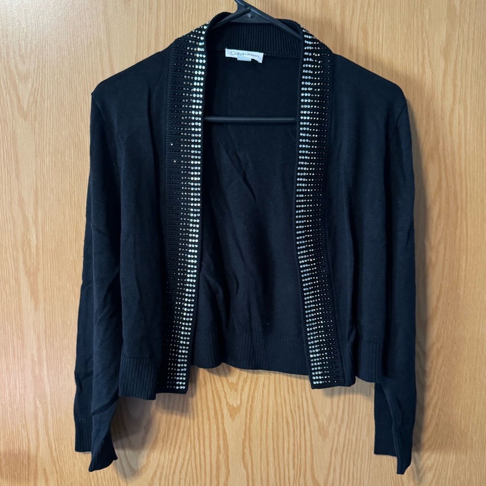 Calvin Klein Black Cardigan with Studded Trim